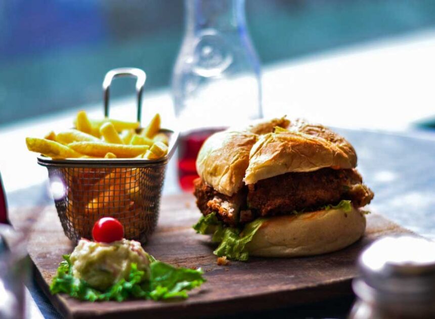 Cheesy Burger With Fried Special Dish